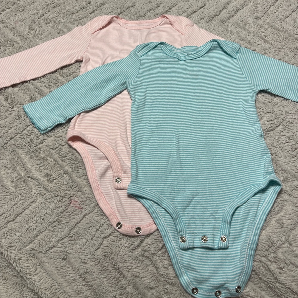 Carters 18 month striped long sleeve onesies.
